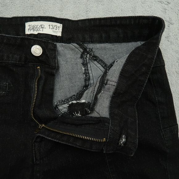 Thread Market  Jeans Junior's Size 13/31 Gray Mid-Rise Flare Denim 30" Inseam - Picture 2 of 16